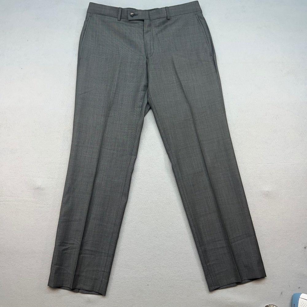 Calvin Klein Mens Gray 100% Wool Natural Stretch Dress Pants Slacks 32x30
